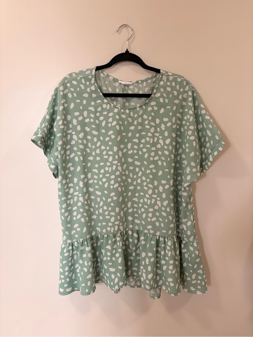 Mint Green Printed Ruffle-Hem Blouse for Women